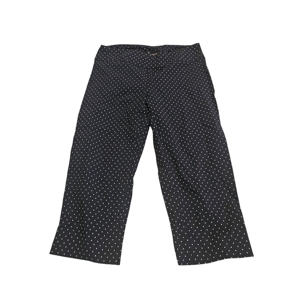 Zac & Rachel Navy Blue Polka Dot Pull-On Cropped Wide Leg Pants Size 8